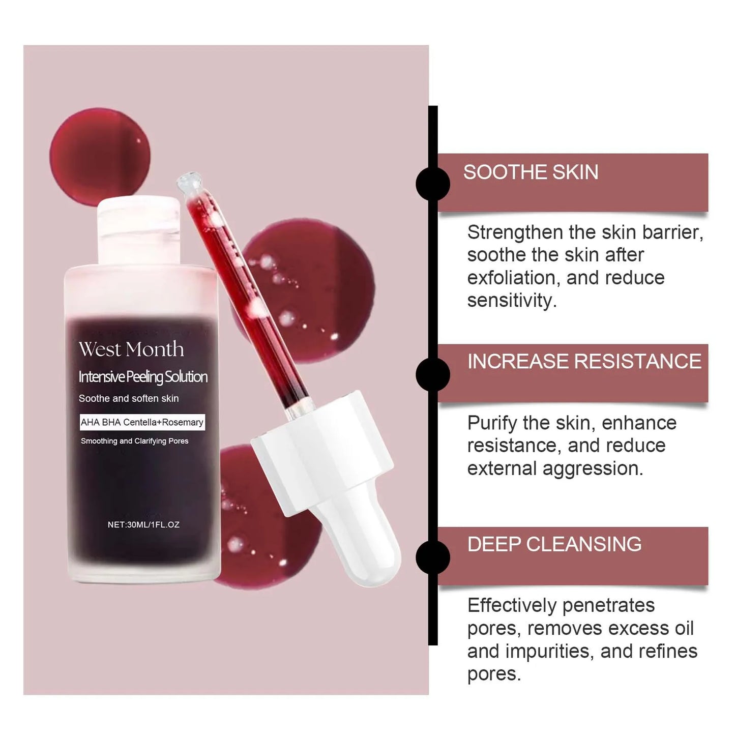 Peeling Face Serum Fruit Acid AHA BHA anti Acne Exfoliating Repairing Shrink Pores Moisturizing Salicylic Acid Facial Skin Care